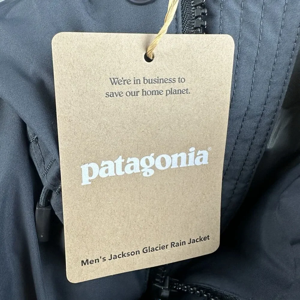 NEW Patagonia Men’s Jackson Glacier Rain Jacket Ink Black Small $249 - Picture 3 of 8